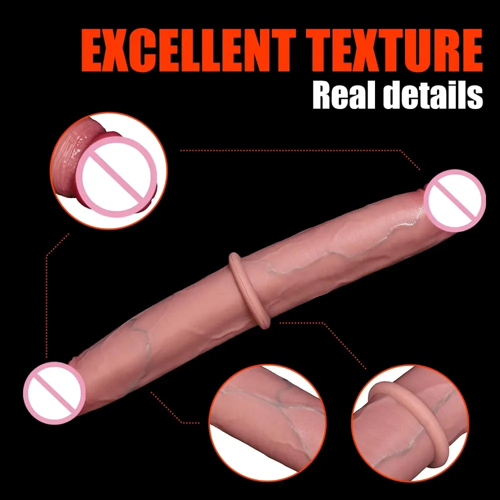 Vibrador de ponta dupla realista, dupla face, grande, longo e grosso, com veias, vaginal, anal, enorme, pênis adulto, brinquedos sexuais para lésbicas — image 4