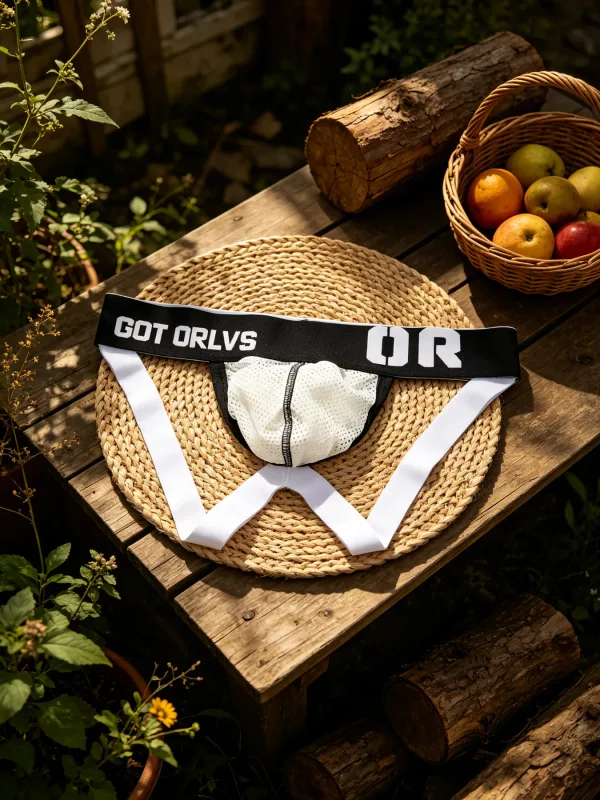 Cueca masculina de malha g string, roupa íntima com letras impressas em contraste, cintura elástica larga, contorno 3d, bolsa em u, material de malha fina sofisticado — image 12