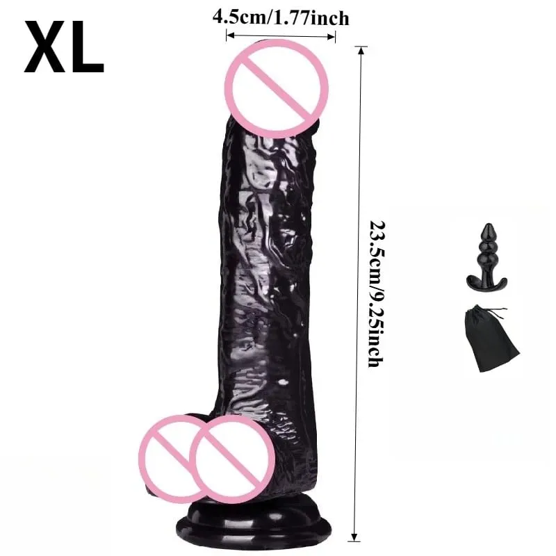 Su geçirmez Gerçekçi Siyah Yapay Penis Masturbators Anal Eşcinsel Yumuşak Klitoris Vajinal Masaj Penis Vantuz Dick Seks Oyuncakları Kadınlar için — image 8