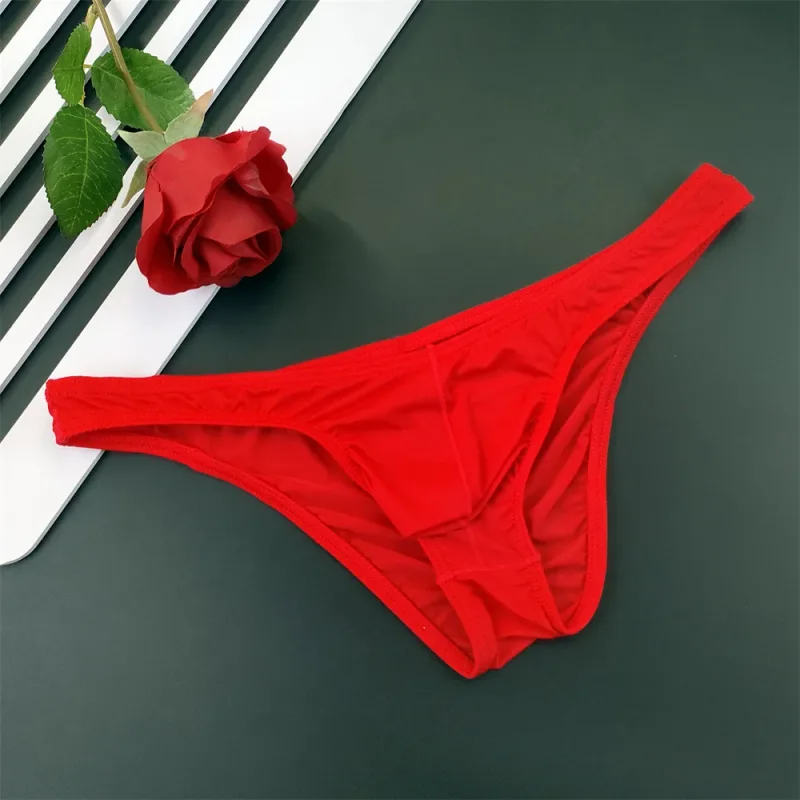 5Pcs New Youth Men's Ice Silk Brief U Pouch Underwear Low Waist Ultra Thin Transparent Underpants Sexy Plus Size Male Panties — image 2