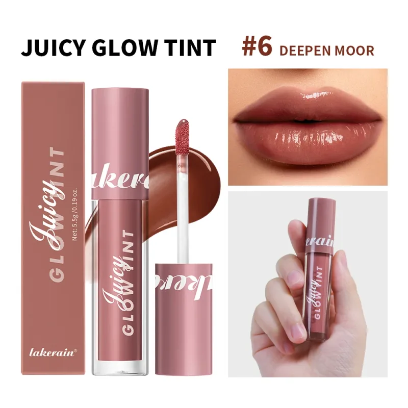Juteux lueur teinte pour les lèvres miroir brillant à lèvres hydratant en profondeur longue durée rosée hydratant Non collant haute brillance teinté maquillage pour les lèvres