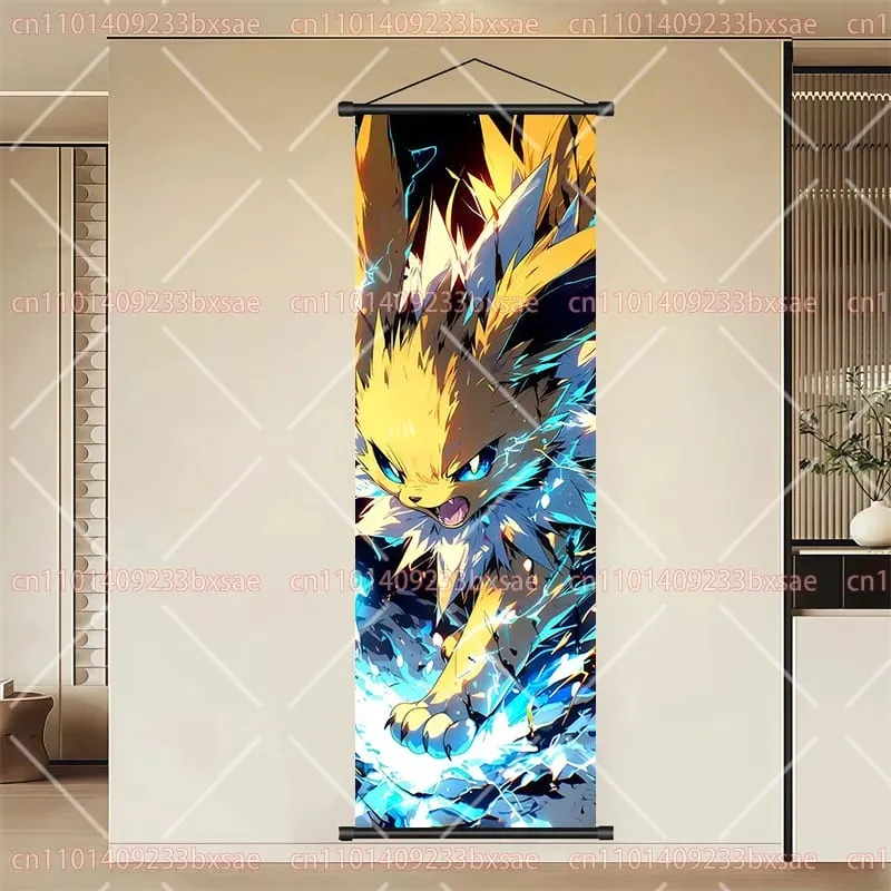 Pokémon Anime HD Scroll Painting Eevee Pikachu Suicune Charizard Mewtwo Background Wall Art Decoration Poster Children's Gift