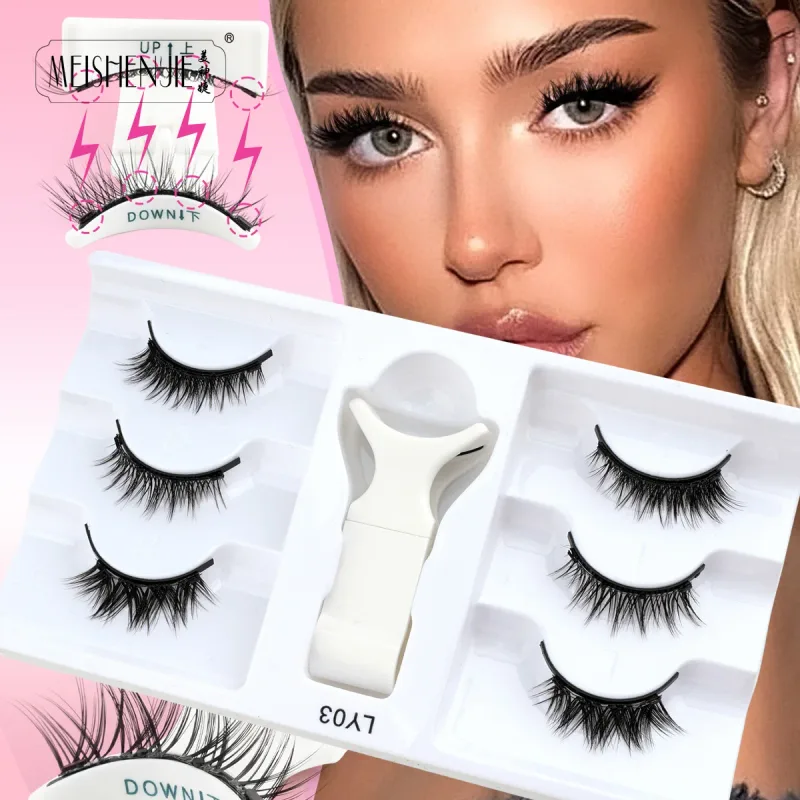 1/3 Pairs Magnetic Eye Lashes Handmade Eyelashes Soft Reusable Magnetic Lashes Natural Look 3D False Lashes Makeup Tweezers Set — image 10