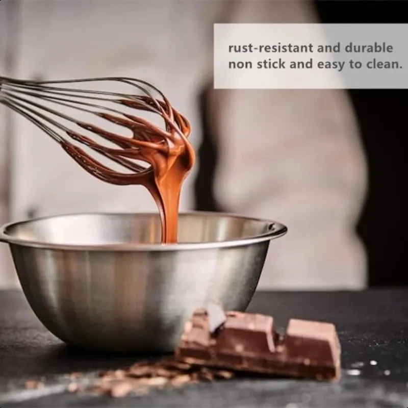 1Pc Stainless Steel Manual Whisk Modern Simple Baking Utensil Durable Rust Resistant Easy To Whip Eggs Cream Batter Easy Clean For Home Kitchen Baking For Baking Enthusiasts Homemade Cake Dessert Cooking Stirring Gadget — image 3