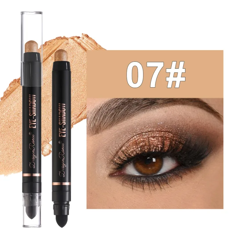 Double Head Pearlescent Eyeshadow Pencil Waterproof Glitter Metallic Blue Green Eye Shadow Makeup Pigment White Eyes Highlighter — image 17