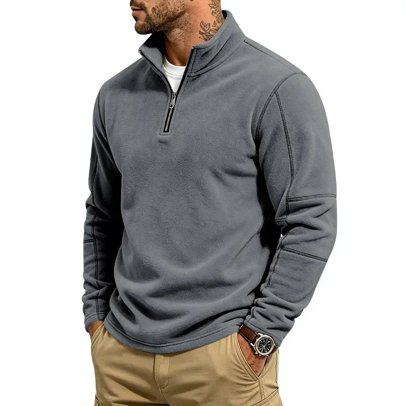 Men's Quarter Zip Polar Fleece Pullover Stand Collar Long Sleeve Casual Warm Sweatshirt For Autumn Winter Daily Commute Wear — image 20