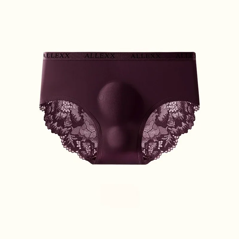 Men's Sexy Briefs Sheer Lace Ice Silk Panties Leopard Printed Letter Sissy Lingerie Bullet Separation Pouch Ultra-Thin Underwear — image 5