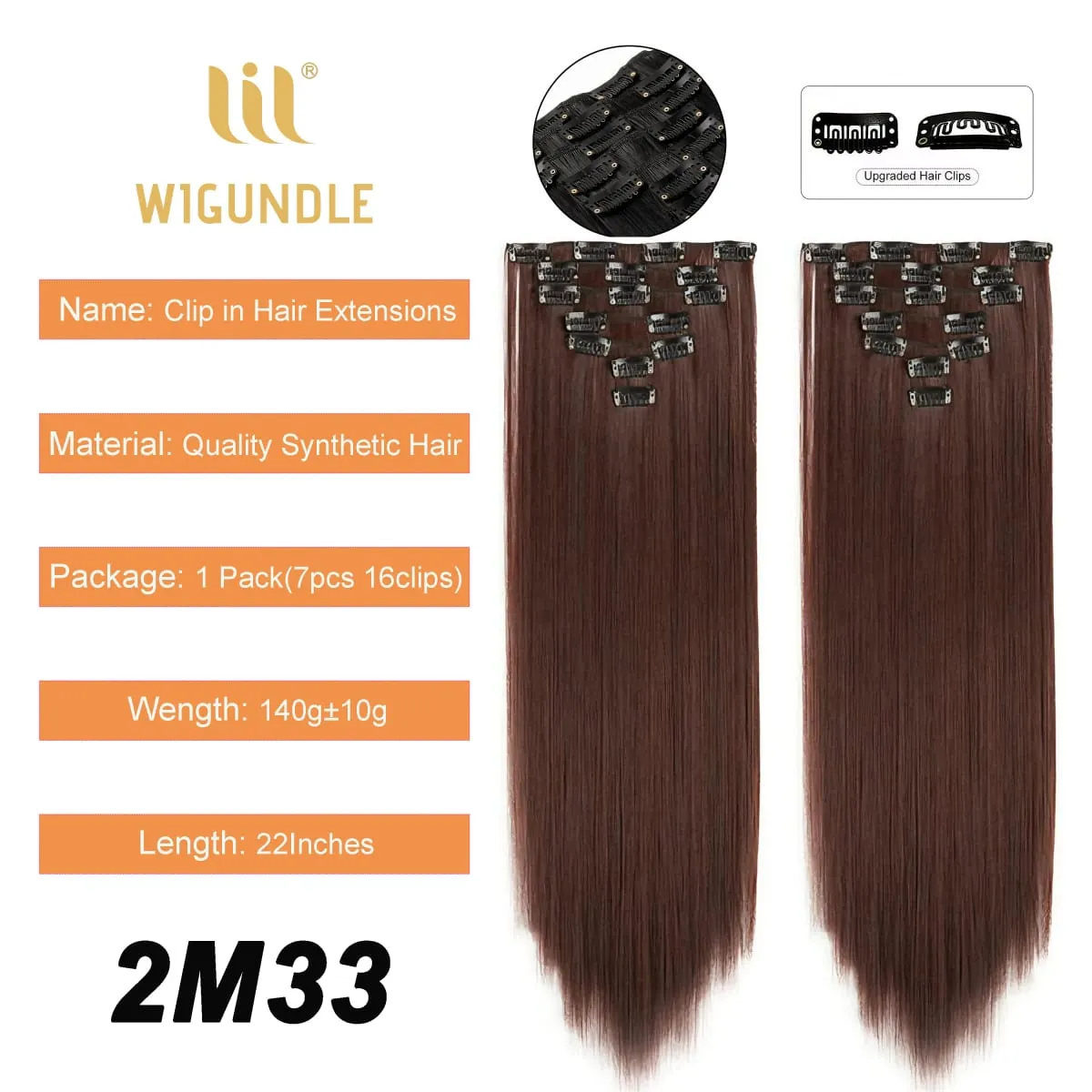 Clips In Hair Extension Long Straight Hair Pieces Clip In Hair Extension 22inches 7pcs/set Synthetic Fake Hair Pieces for Women — image 10