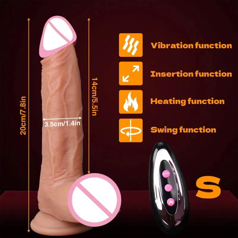 Realistic Dildo Telescopic Penis Vibrator Sex Toys Heating For Women Masturbation Sexy Adult Penetration Anal Thrusting Dildos