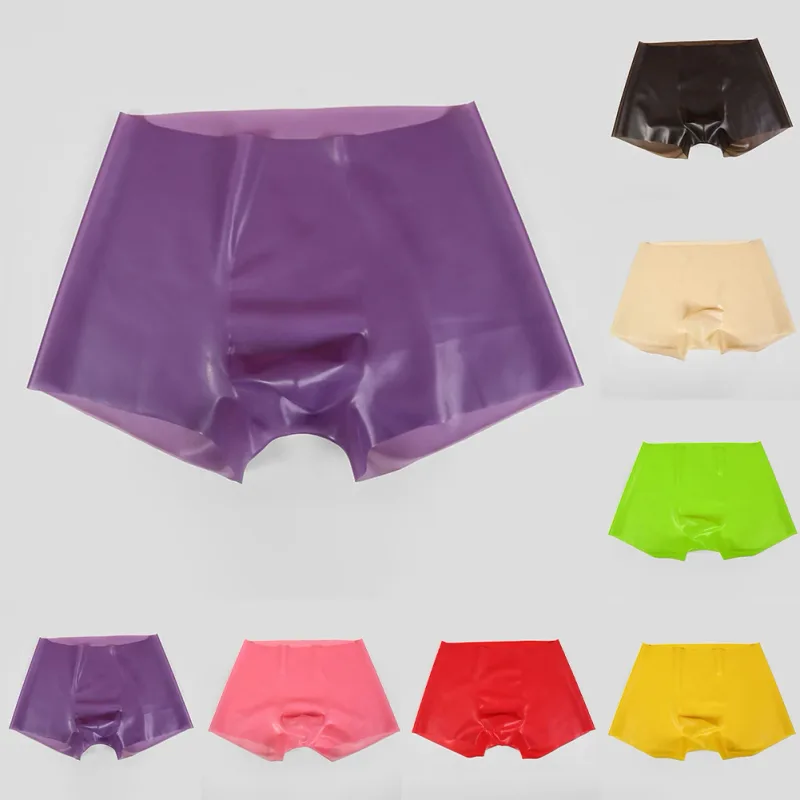 Mens Latex Boxer Briefs Underpants See-Through Rubber Safety Panties Low Waist Seamless Underwear for Sensory Appeal — image 5