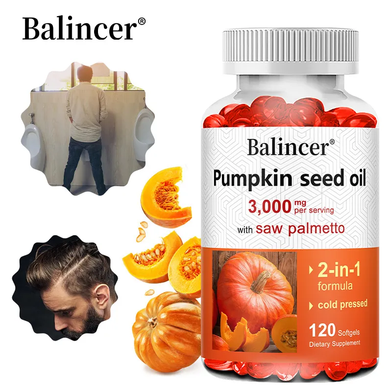 Virgin Pumpkin Seed Oil 3 000mg na may Saw Palmetto na Mayaman sa Omega 6 at 9 Essential Fatty Acids Prostate & Bladder Supplement — image 1