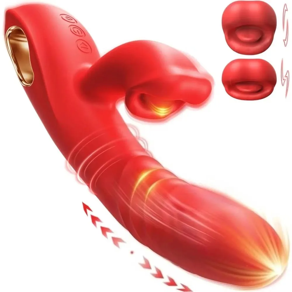 2in1 Thrusting Vibrator G Spot Vagina Licking Dildo for Women Rabbit Tongue Sex Toy Clitoral Stimulator Anal Plug Adult Supplies — image 1