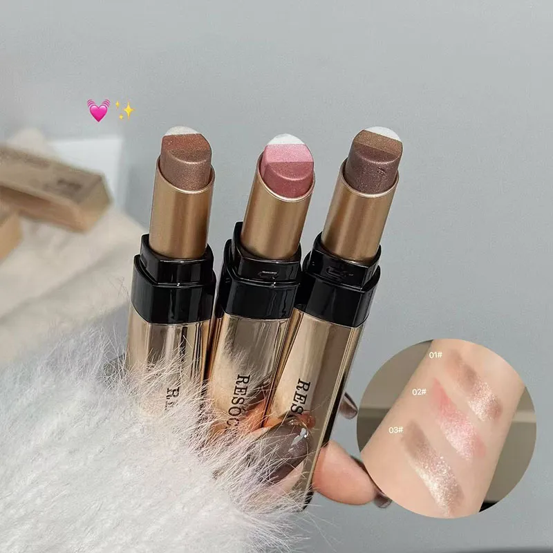 3 Colors Eyeshadow Stick Shimmer Glitter Cream Eye Shadow Waterproof Lasting High Pigmented Metallic Eyeshadow Pencil Makeup — image 2