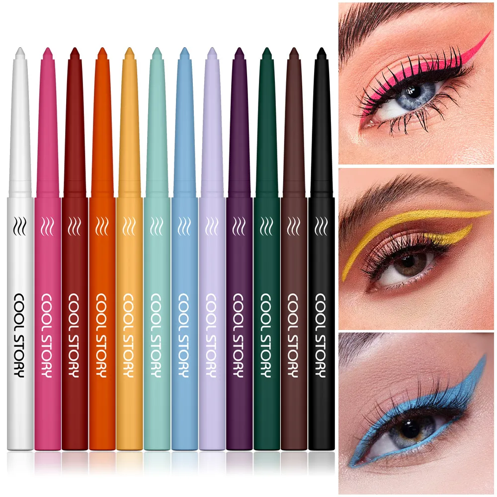 12 Color Waterproof Eyeliner Set Matte Creamy Pencil Long Lasting Smudge Proof for Sensitive Eyes Daily Makeup Professional Kit — image 6