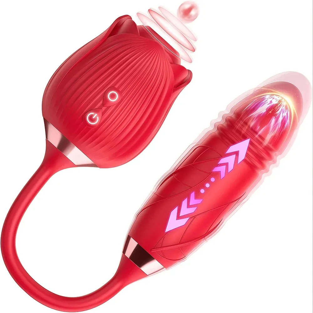 Telescopic Thrusting Sucker Vibrator for Women Rose Sucking Clit Stimulator Dildo Licking Vagin Anal Massager Sex Toys Couples — image 1