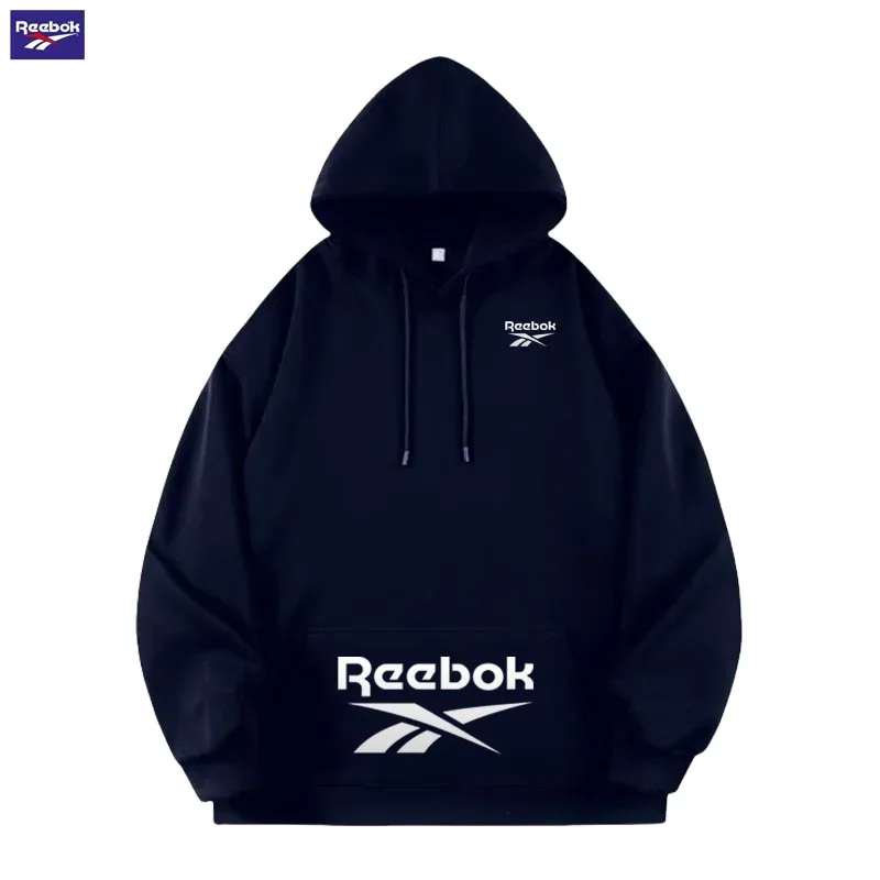 Reebok Logo Men's and Women's Casual Hooded Sweatshirt - Solid Hooded T-shirt - Street Style Casual Sweatshirt - Various Loose S — image 3