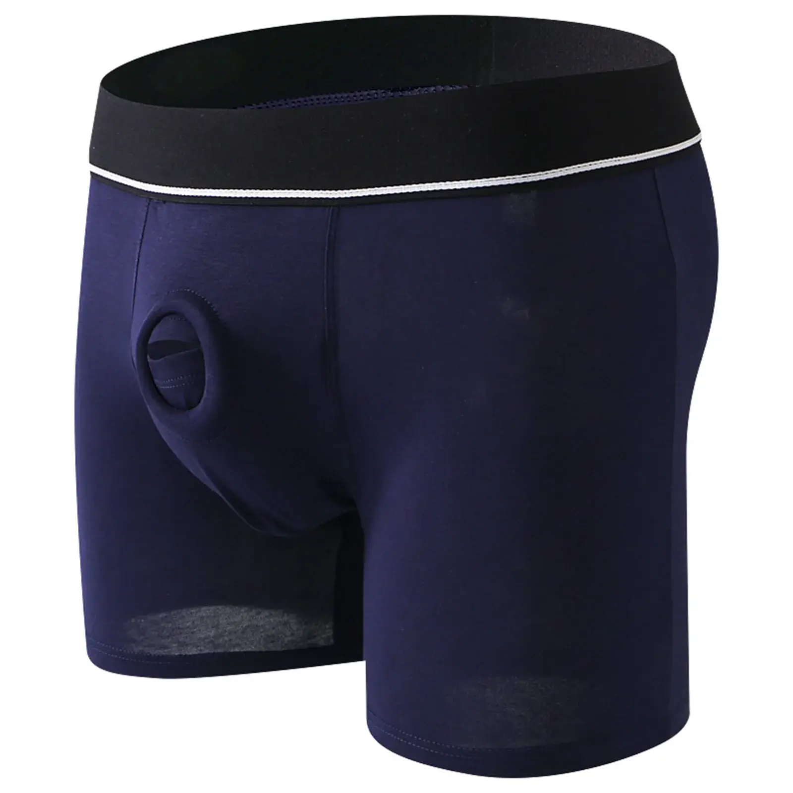 Anel peniano masculino sexy jock hole boxers cockring homem shorts roupa interior calcinha de algodão bolsa aberta cuecas longas boxershorts — image 3