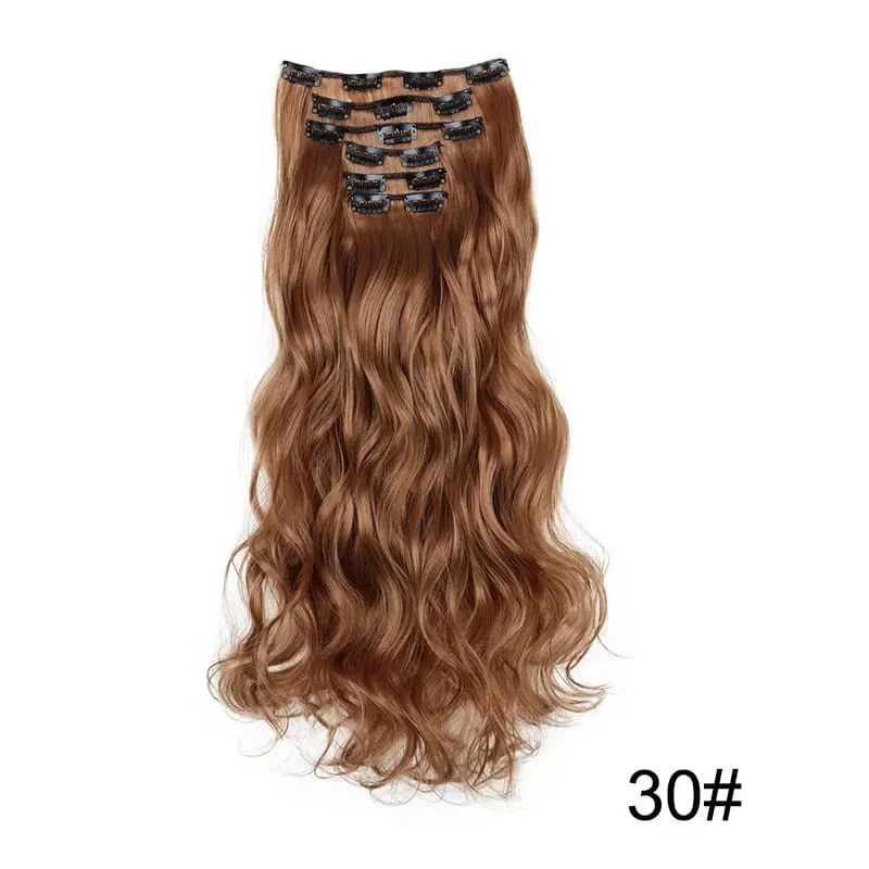 22Inch Synthetic 6pcs/set Long Curly Hair Extension Thick Soft Hairpiece for Short Hairline Coverage for Women Daily Use — image 23