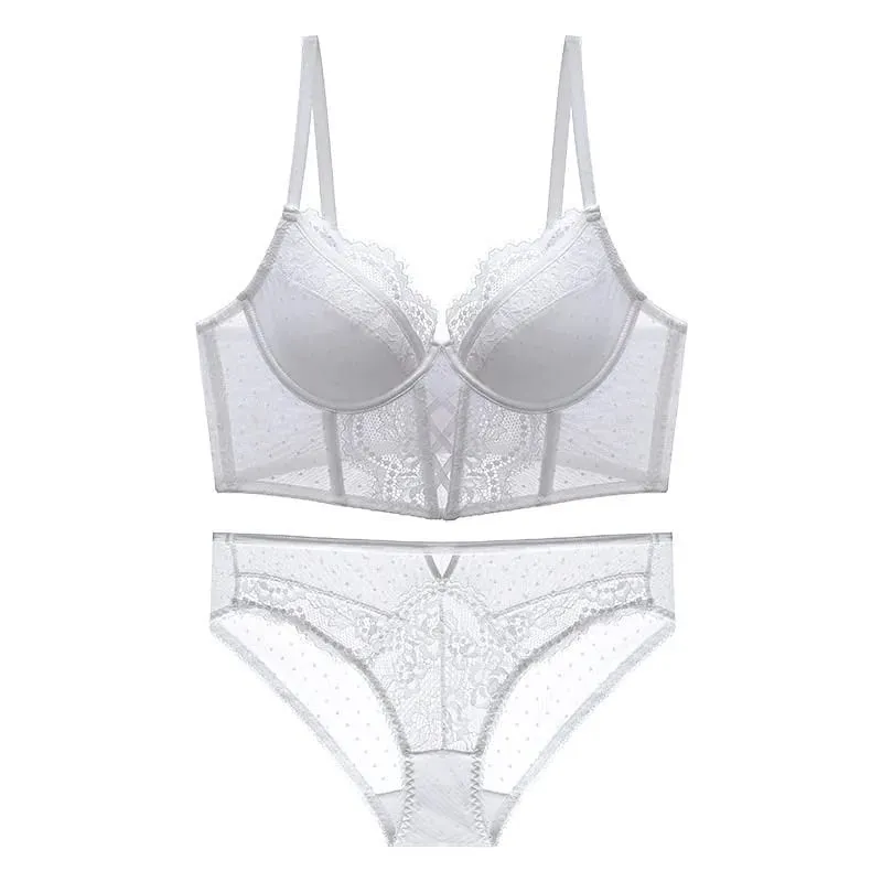 Push Up Lace Lingerie Set for Women Sheer Chemise with Soft Underwire Bra Fishbone Teddy Sexy Bridal Honeymoon Outfit S-XL — image 6