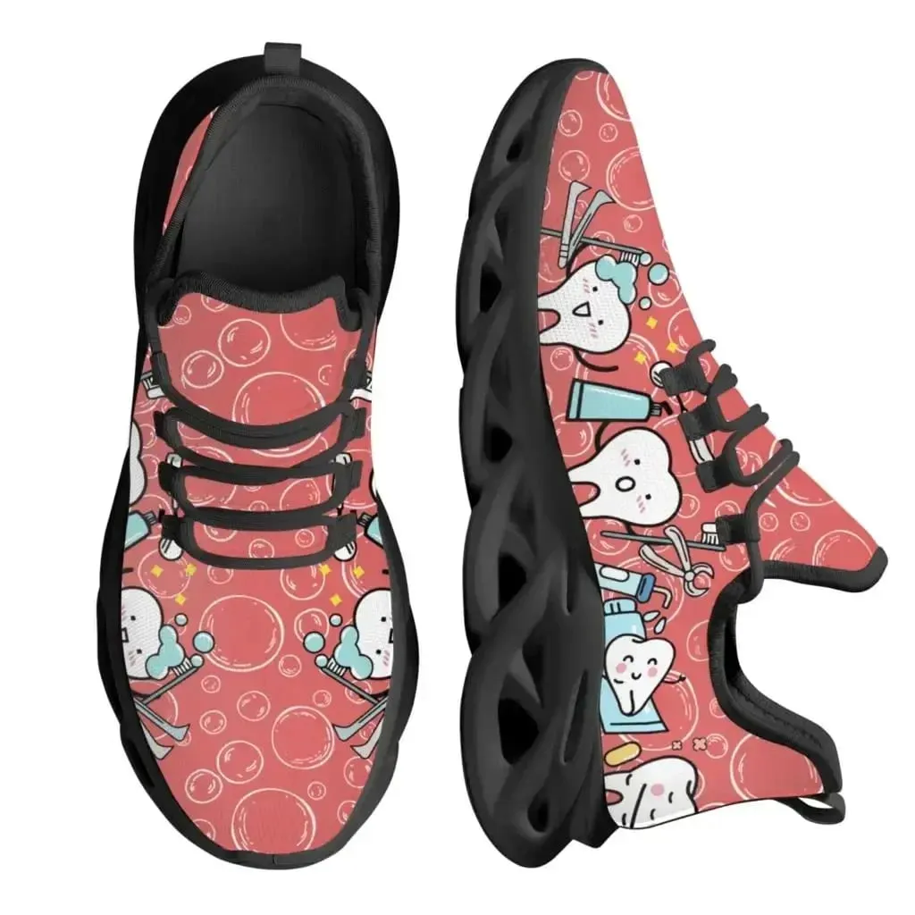 Casual Women's Dental Shoes Funny Teeth Dentist Design Flats Lace-up Sneakers Spring Breathable Beach Walking Shoe New Fashion — image 11
