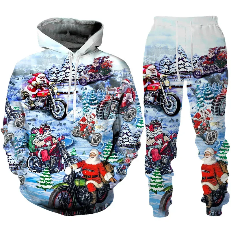 Fashion Funny Santa Claus 3D Print Tracksuit Set Man Woman Hoodie+Pants 2pcs Set Oversized Casual Christmas Party Couple Clothes — image 18