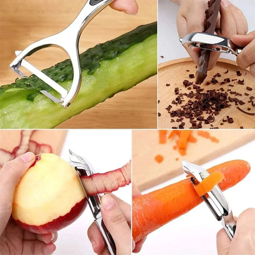 Edelstahl-Gemüseschäler, Kartoffelschäler, multifunktionale Karottenreibe, Obst-Werkzeuge, Küchenzubehör, Gourmet-Pelador-Bar