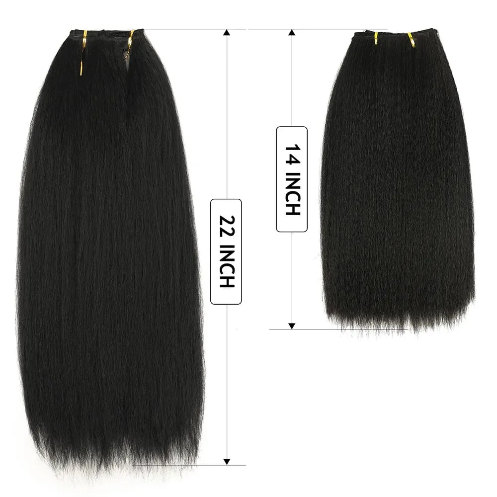 Synthetic Kinky Straight Clip in Hair Extensions 7pcs 16Clips Yaki Straight Clip Ins 22Inch/55cm Full Head Hair Extensions — image 5