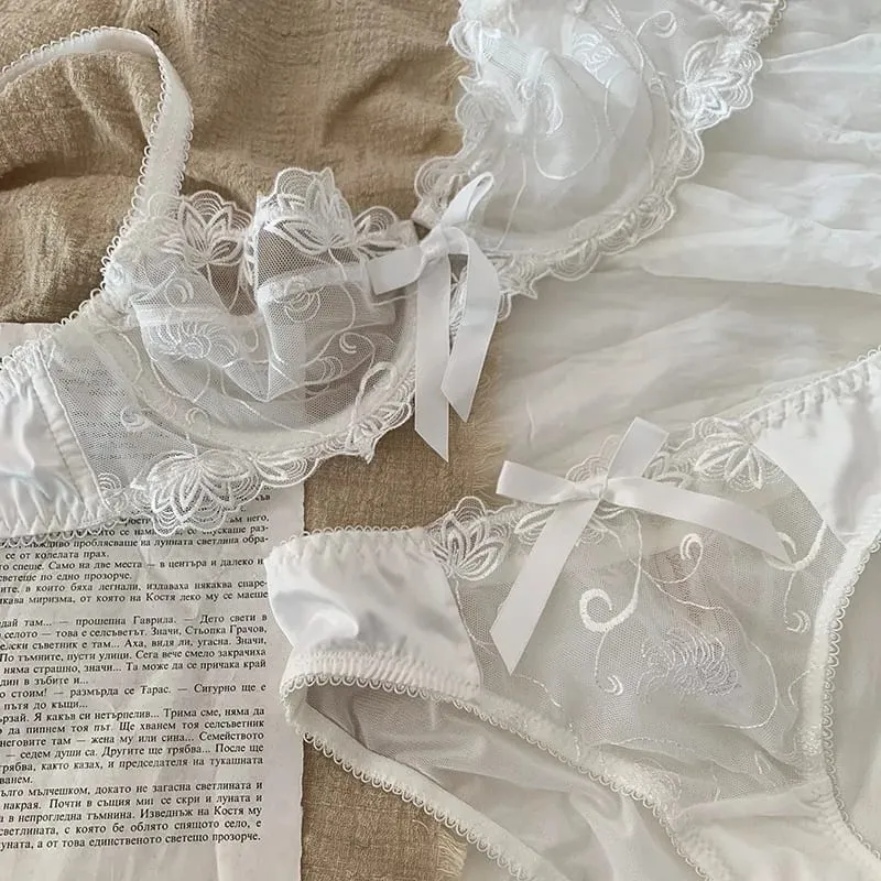 Sheer Non Padded Bralette for Small Boobs Ultra Thin Adjustable Lace Bra Sexy Halterneck Lingerie Set for Women BANERDANNI — image 1