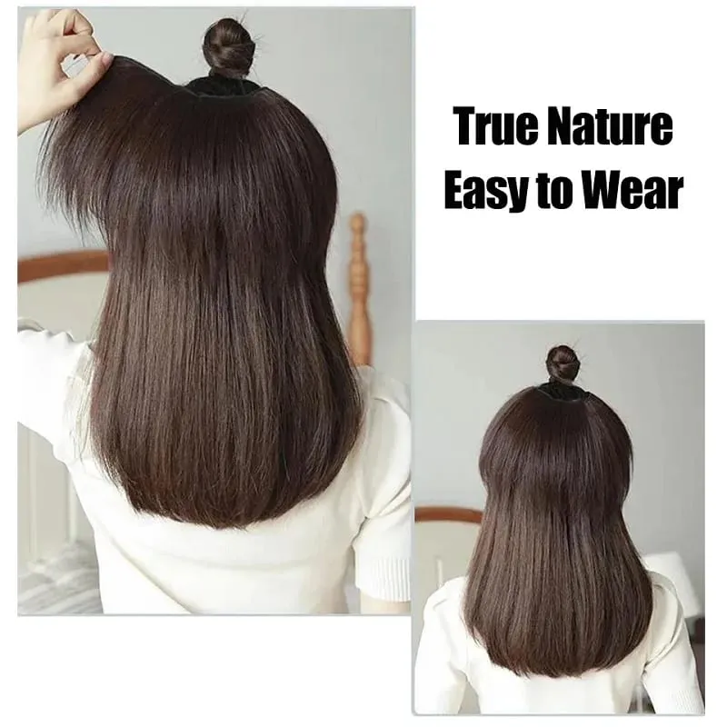 20/30cm sintético curto reto fivela interna em forma de v meia cabeça extensão do cabelo invisível peruca para mulher — image 7