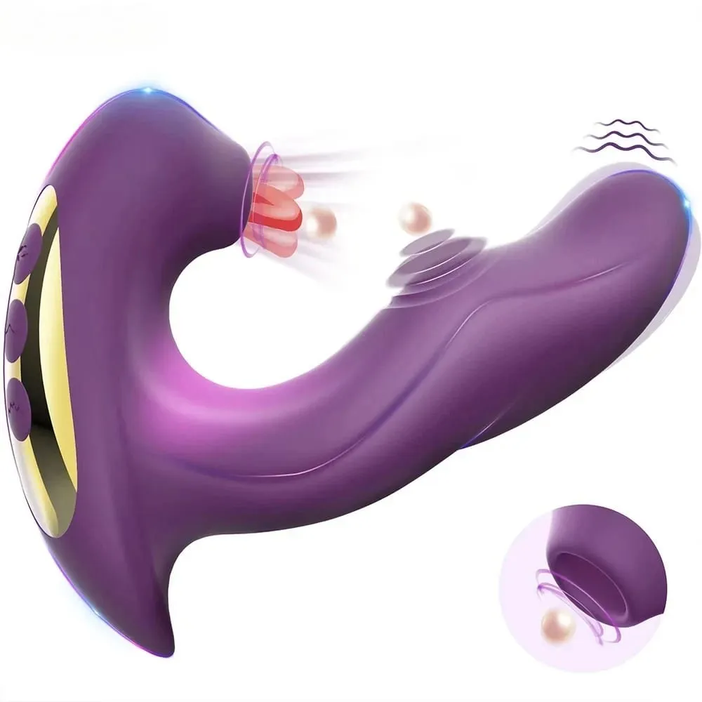 3 in 1 Clitoral Sucking Vibrator For Women 15 Modes Tongue Licking Dildo and Clitoris Vacuum Stimulator Adult Sex Toys — image 1