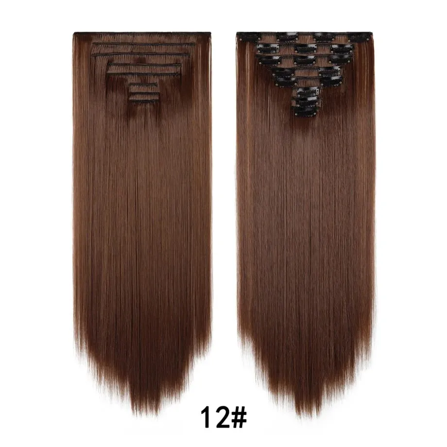 24 Inch 8Pcs Clip in Hair Extensions Long Straight Hair Extensions Soft Synthetic Hairpieces for Women Daily Fashion Hairstyle — image 12