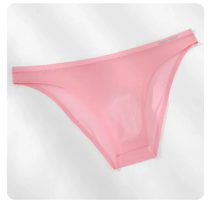 Sem costura de secagem rápida cuecas masculinas cor sólida seda gelo ultra-fino cuecas sexy respirável 3d bolsa calcinha — image 17