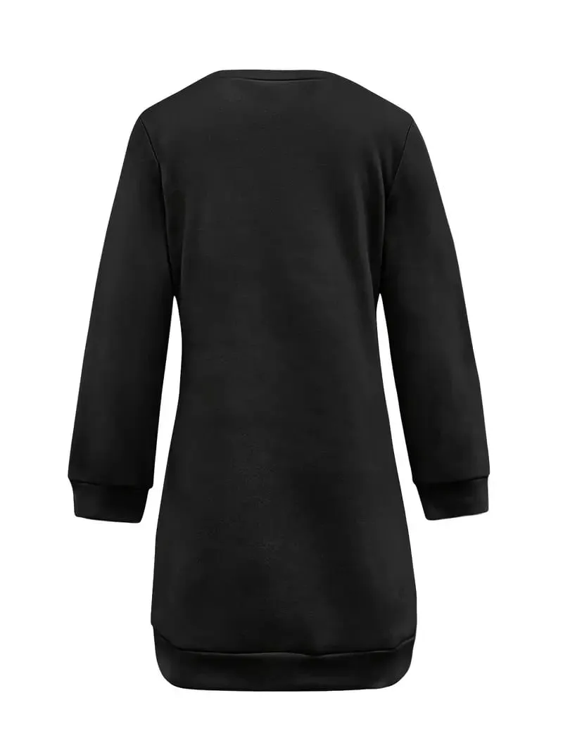Women's Spring and Autumn Fashion Solid Color Simple Everyday Home Versatile Elegant Long-Sleeve Dress - Machine Washable — image 3