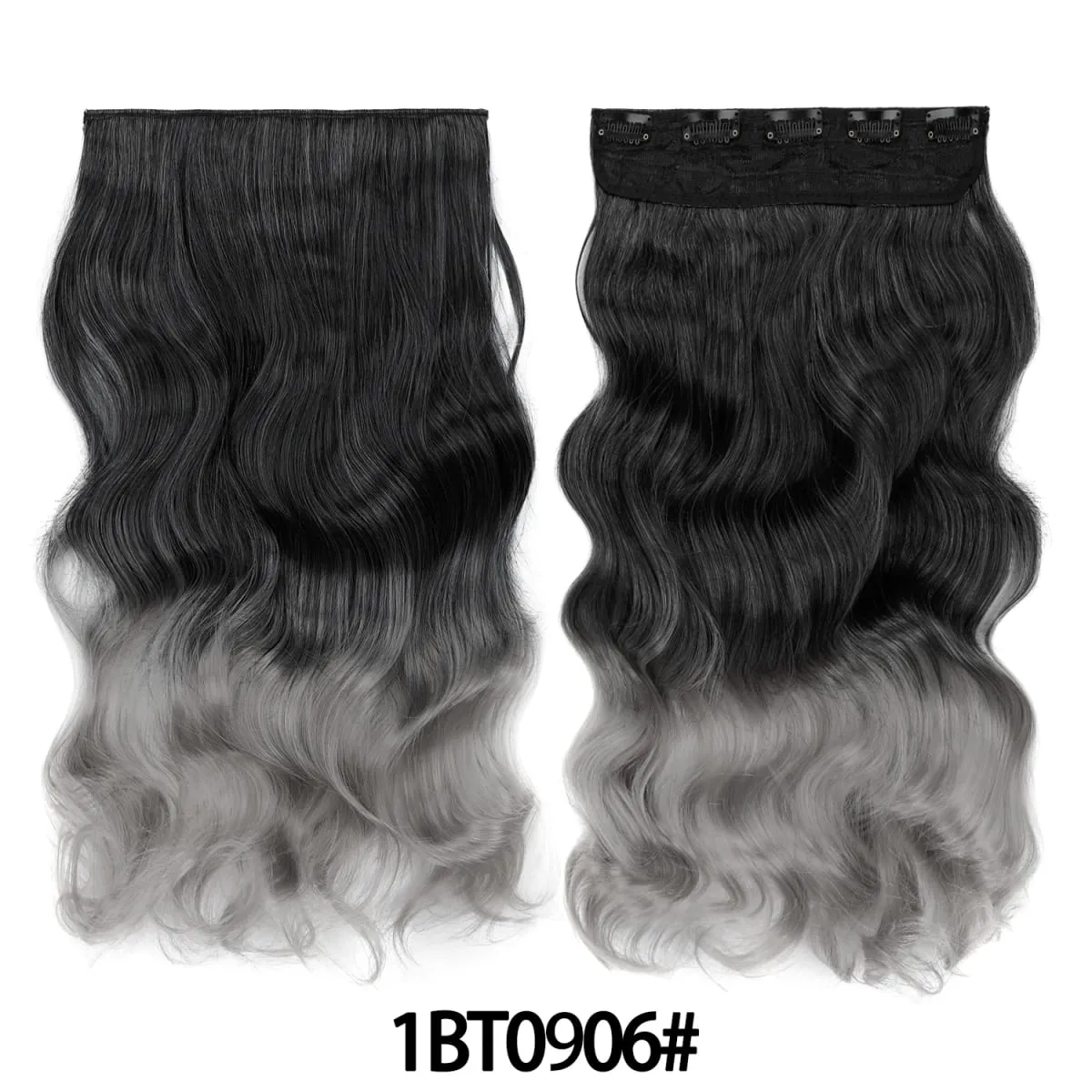 Jeedou uma peça 5 clipes ondulado ombre clipe em extensões de cabelo longo onda de água cabelo encaracolado sintético pedaço arco-íris colorido cabelo — image 9
