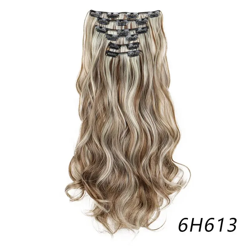 Synthetic Long Curly 16 Clips Hair Extension Heat Resistant Fiber Black Brown Hairpiece for Women Cosplay Wig Halloween Wig Part — image 19