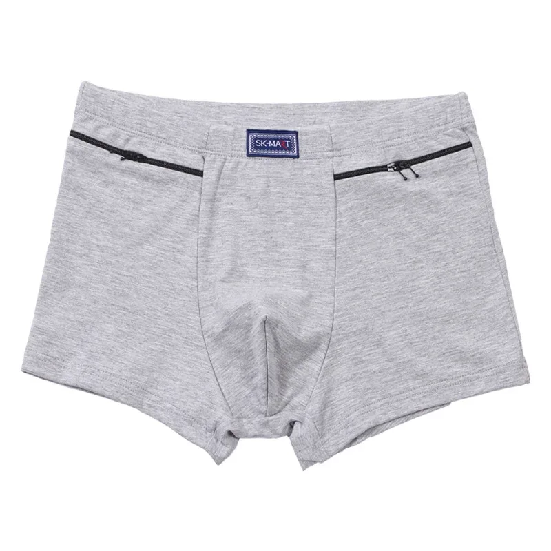 Cuecas boxer masculinas com bolsos, cuecas antirroubo, dois bolsos com zíper, cuecas de algodão, cuecas boxers masculinas, shorts de saque 3256802472559571