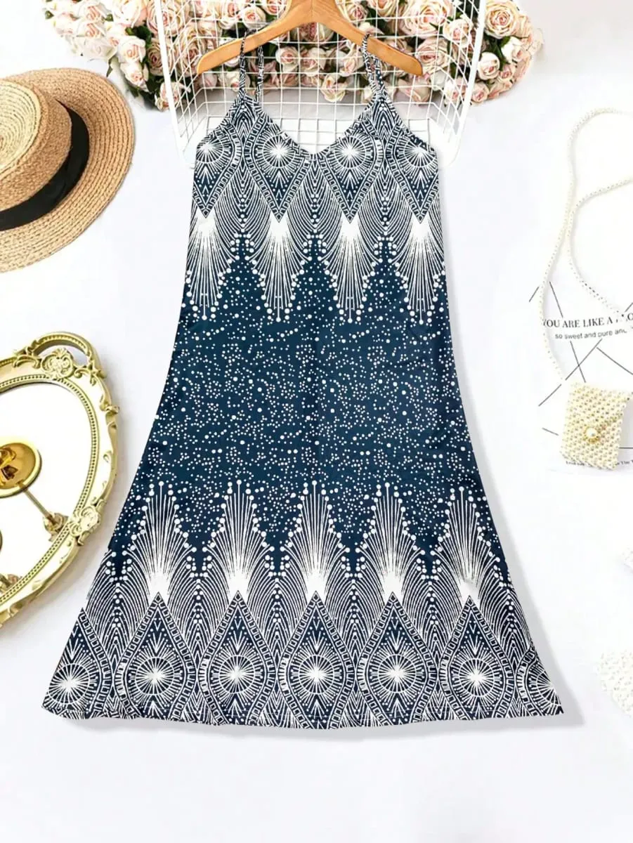 Women's Strappy Summer Dress Simple Sleeveless Floral Sundress Beach V-Neck Dress for summer clothes Casual summer outfits — image 4
