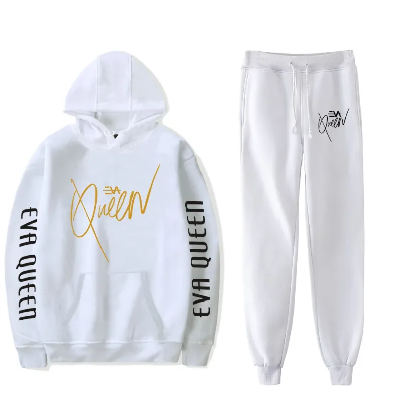 Hip Hop Bekväm Eva Queen Print Sweatshirt Träningsbyxor Kostym Huvtröjor+ Byxor Kostym Pojkar/Flickor 2-delat set Kläder — image 9