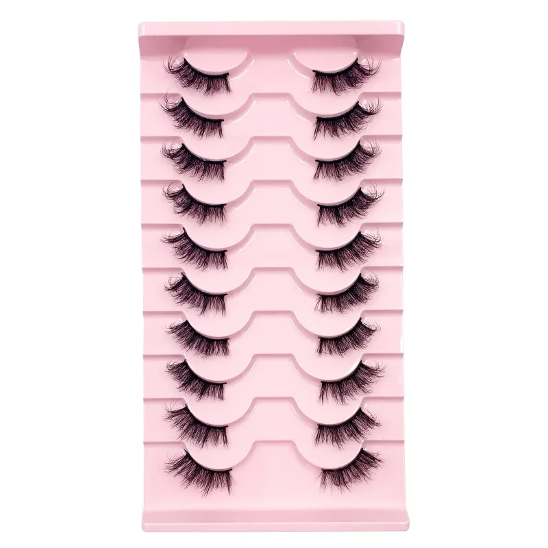 3D Cat Eye Lashes Half Eyelashes 10Pairs Half Lashes Natural Clear Stem False Eyelash Extension Makeup Faux Cils maquiag — image 10