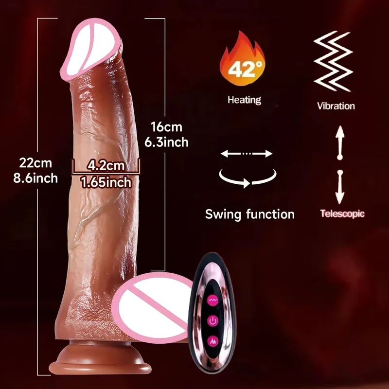 Realistic Dildo Telescopic Vibrator Female Masturbator Thrusting Big Dick Silicone Masturbation Penis Adult Sex Toys For Women