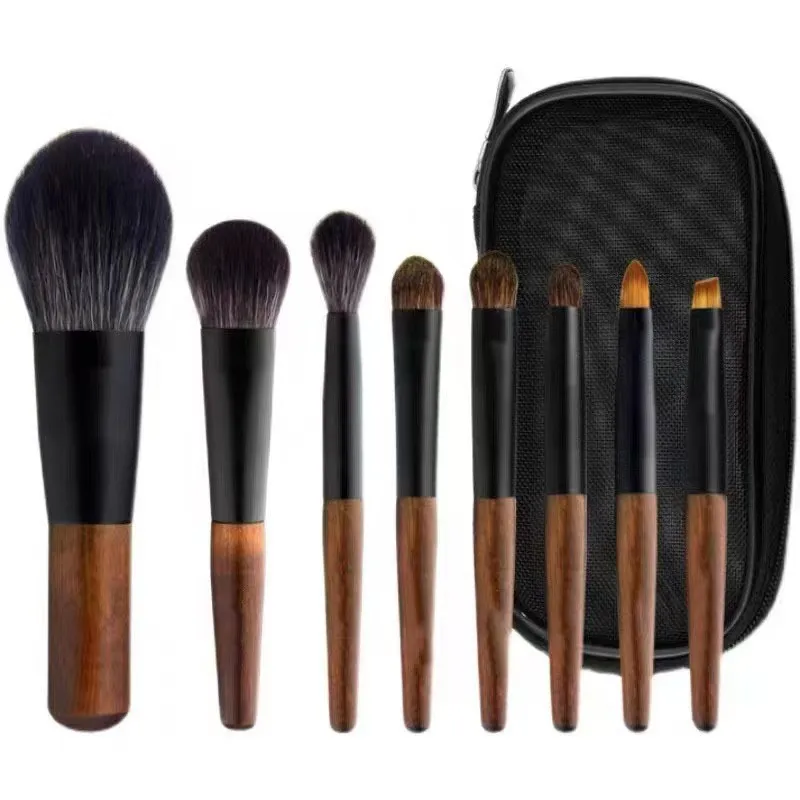12Pcs Professional Makeup Brushes Set Portable Wooden Handle Soft Bristles with Case Foundation Powder Blush Eyeshadow Brush — image 5