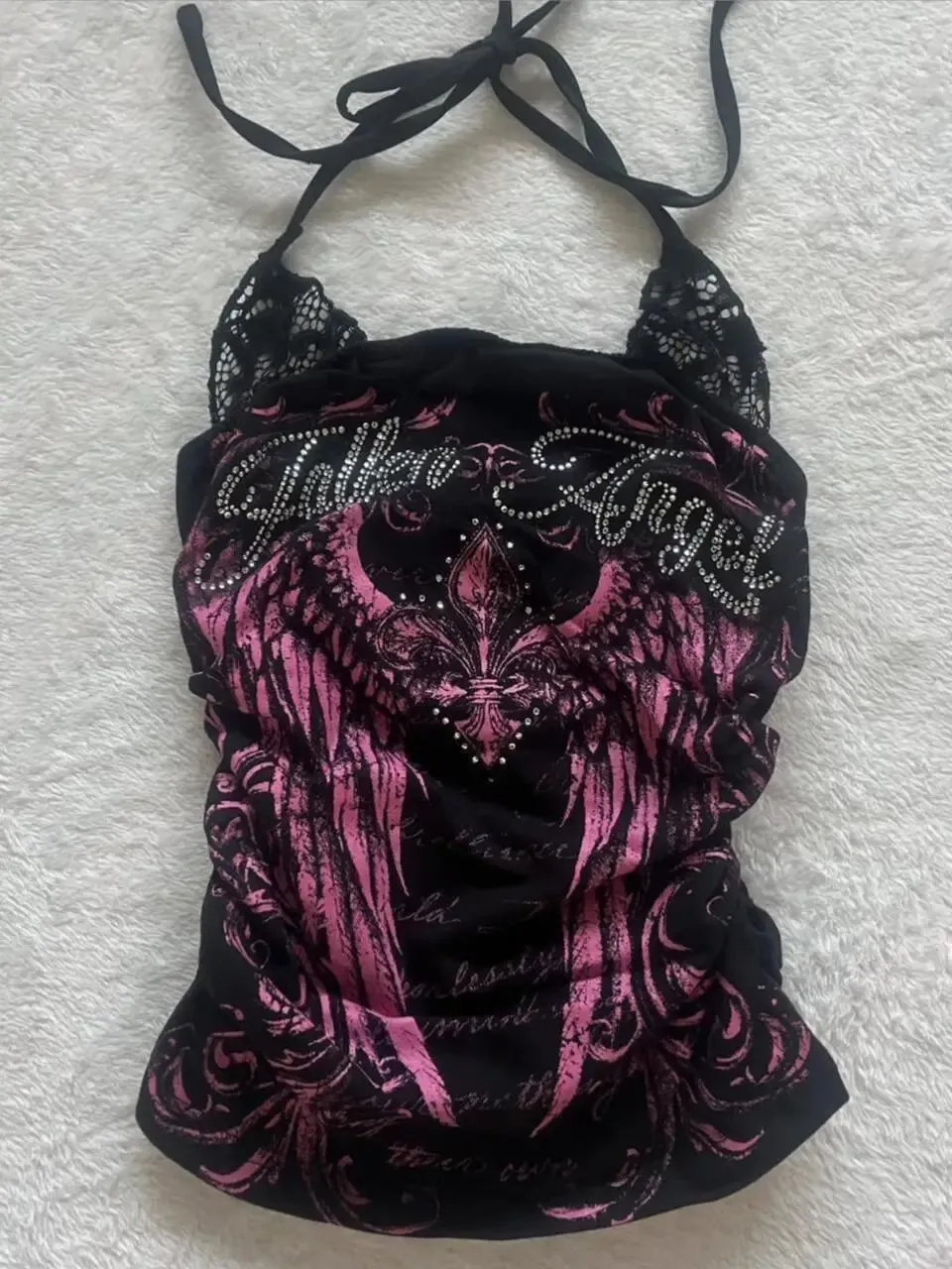 American Vintage Y2K Halter Crop Top Women Sleeveless Vest Punk Printed Casual Subculture Summer Slim Street Tank Tops