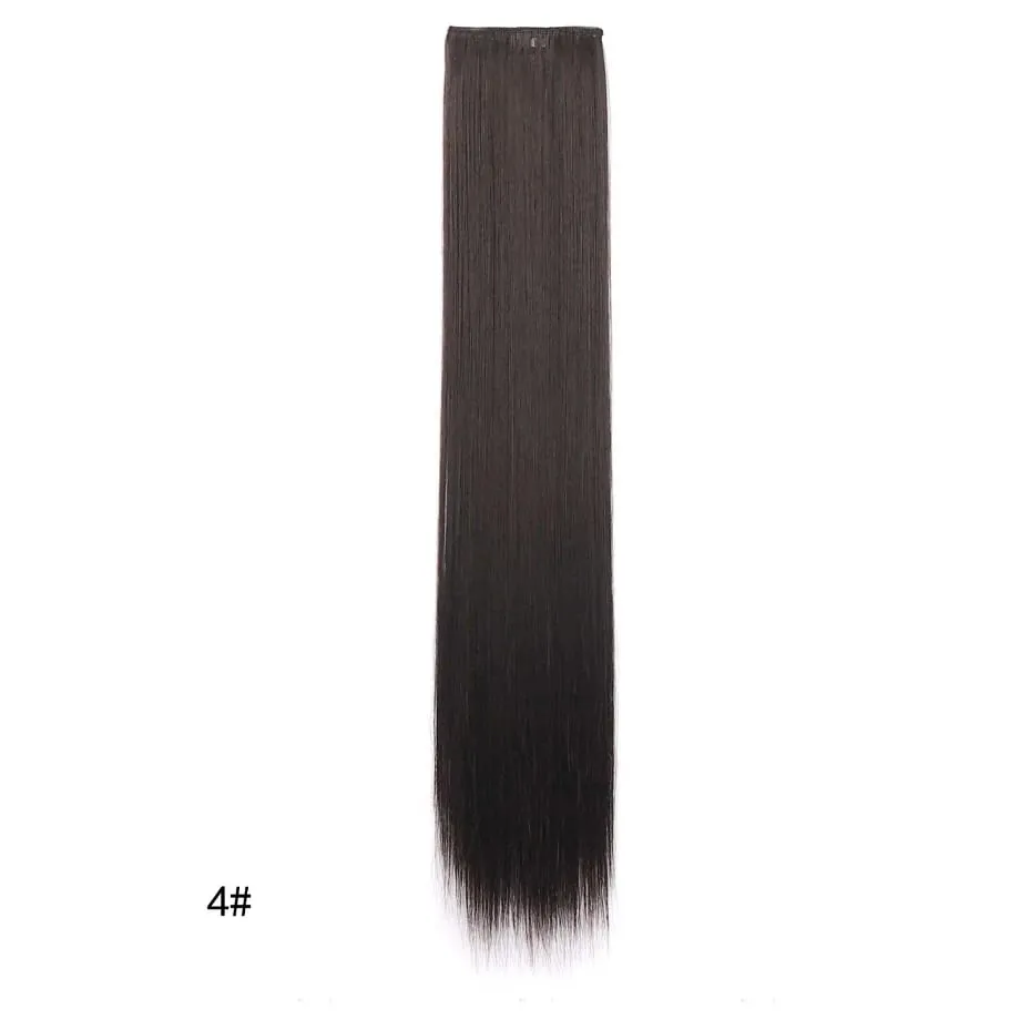 Clip in Hair Extension for Women - 3 Pcs Thick Double Weft Long Straight Soft Synthetic Blends Well Hair Extension 20inch Dark B — image 8