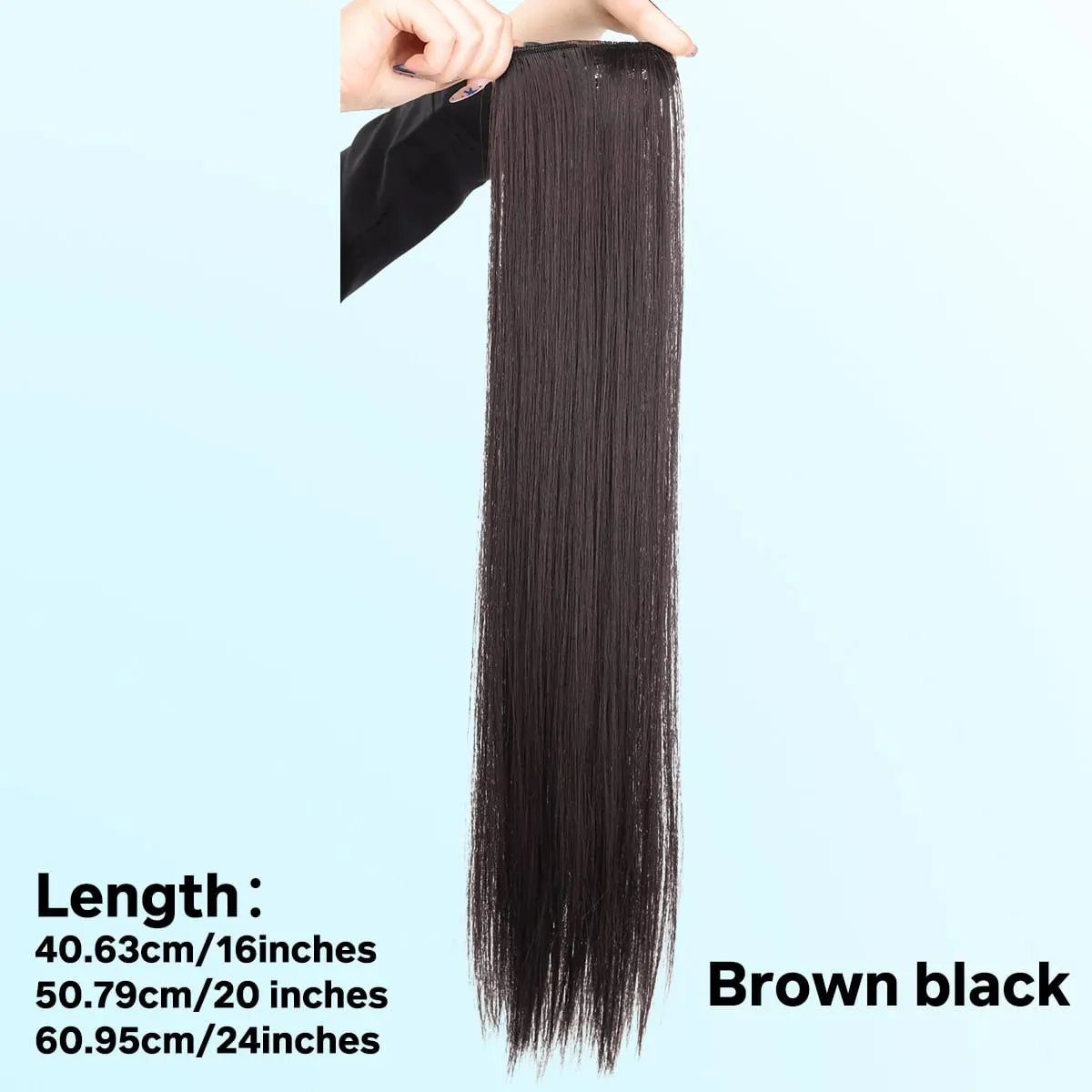1개 합성 16"20"24" 클립 머리 연장 조각 가발 여성용 경량 상단 교체 긴 직모 — image 8