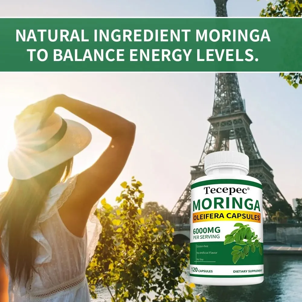 Organic Moringa Capsules 6000mg Antioxidant Boost Energy & Metabolism Support Immune Digestive Brain & Heart Health — image 2