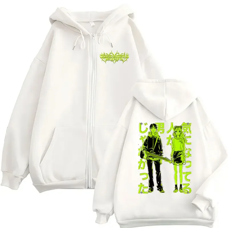 The Guy She Was Interested in Wasn't A Guy At All Anime Zipper Hoodies Men Women Harajuku Zip Up Hooded Sweatshirts Jackets Coat