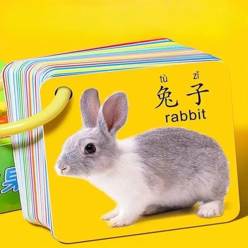 90 Pages Animal Fruits Numbers Card English&Chinese Characters Cards Learn Chinese Pinyin Literacy Cards — image 4
