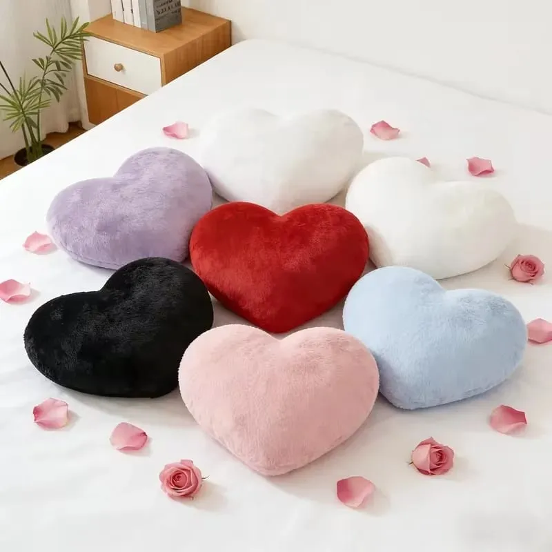 Valentine‘s Day Gift Heart Pillow Cute Fuzzy Throw Pillow for Home Decor Photo Shoot Prop Romantic Decorations Cushion — image 7