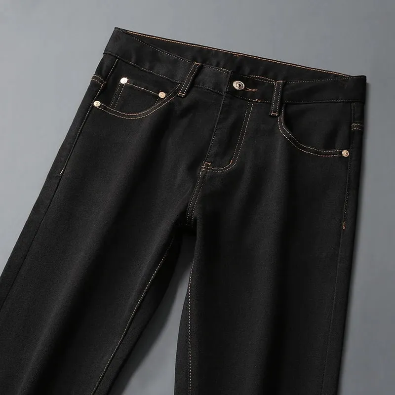 2026 Men's Black Jeans Autumn New Arrival Exquisite Embroidery Stretch Slim Fit Mid-Waist Versatile Casual Long Pants — image 3
