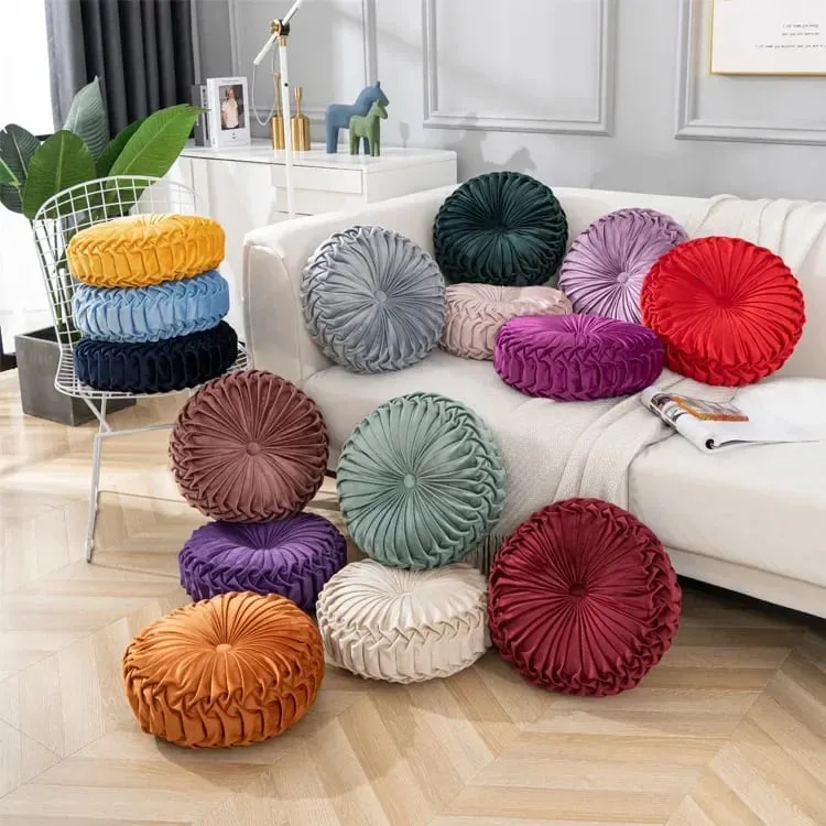 Plush Pumpkin Cushion Handmade Lumbar Support Pillow for Sofa Bed Office Nordic Decor